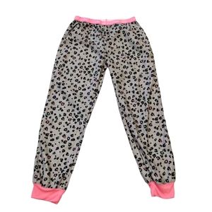 -Calvin Klein Leopard Pajama Jogger pant loungewear Girls Size M 10/12 Gray Pink